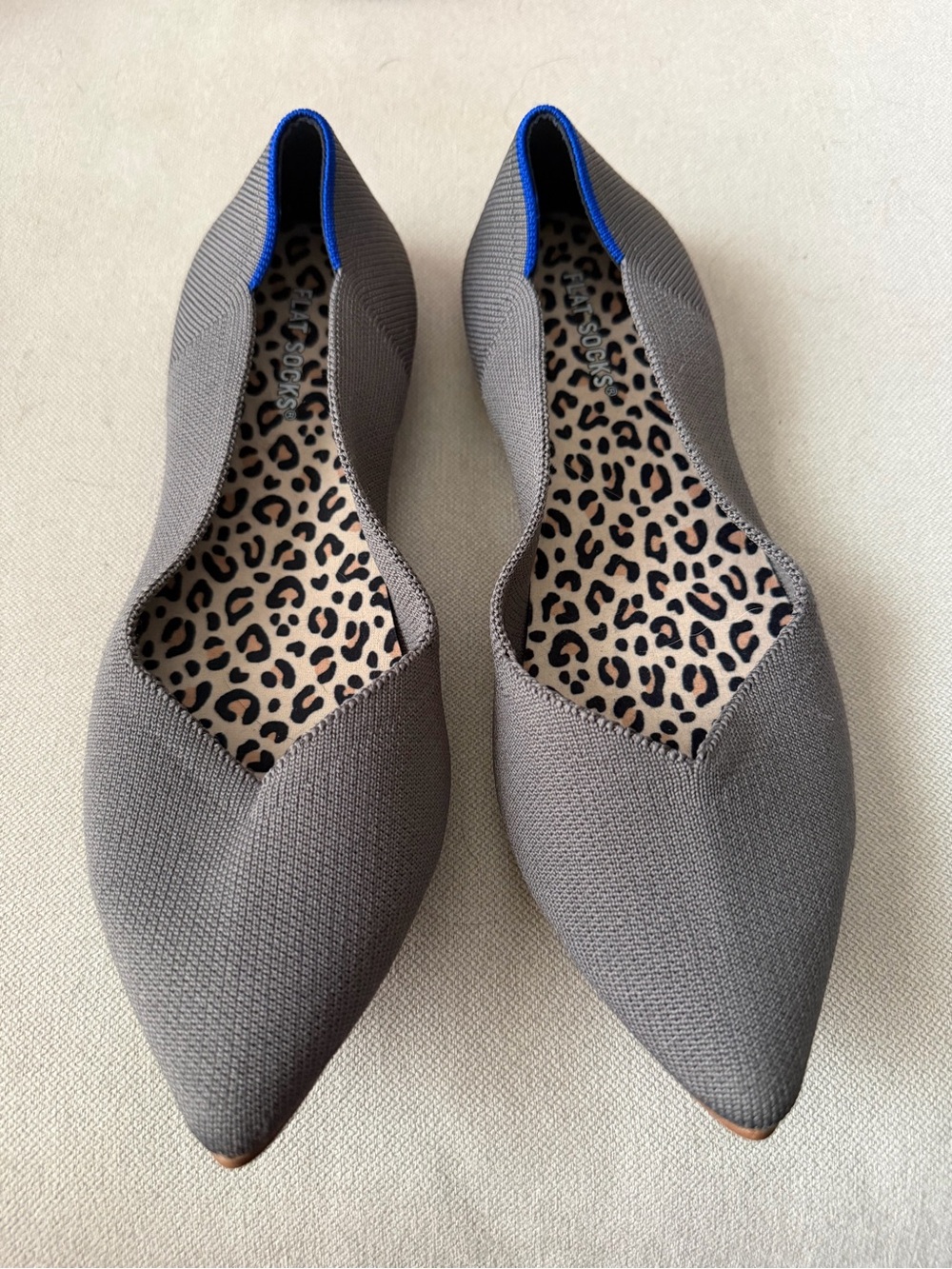 Rothys Gray Pointed Toe Knit Flats